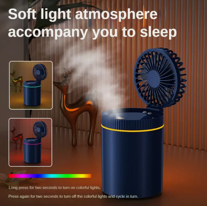 2-in-1 Cooling Mist Fan with LED Light Ring