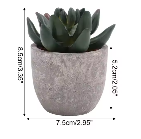 Mini Artificial Succulent Plants in Rustic Cement Pots