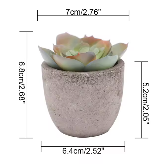 Mini Artificial Succulent Plants in Rustic Cement Pots