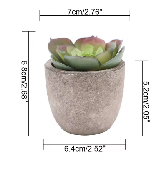 Mini Artificial Succulent Plants in Rustic Cement Pots